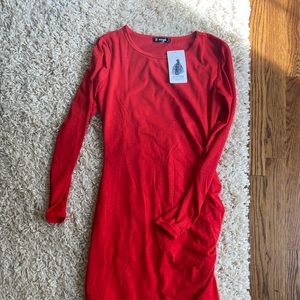 Womens Red 3/4 Sleeve Dress